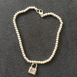 Tiffany and co silver beaded bracelet with lock